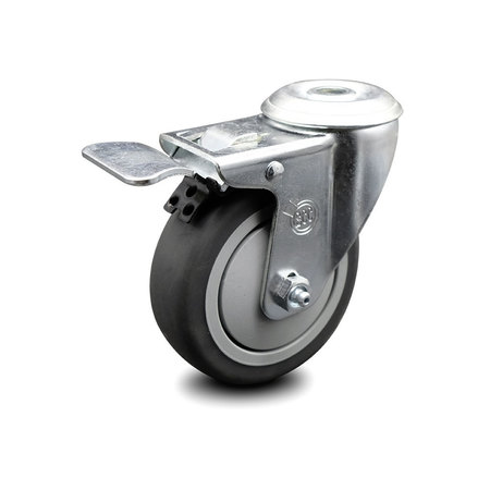 SERVICE CASTER 4 Inch Thermoplastic Rubber Wheel Swivel Top Plate Caster with Total Lock Brake SCC-TTL20S414-TPRB